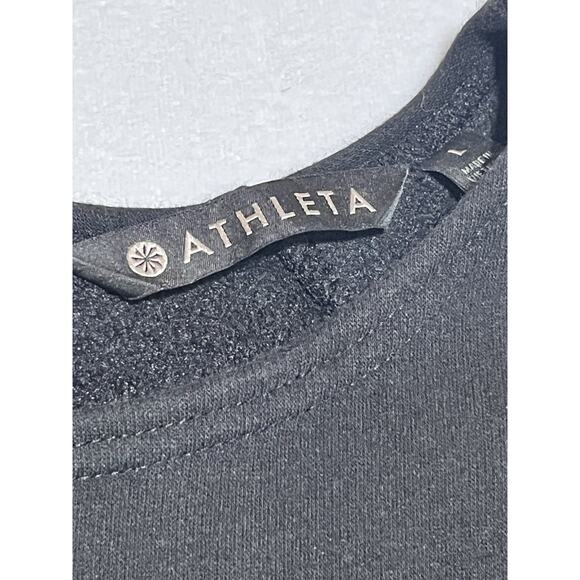 Athleta Jersey Fleece Sweatshirt Dress Size Large Black Full Zip Back Comfy - Picture 5 of 10